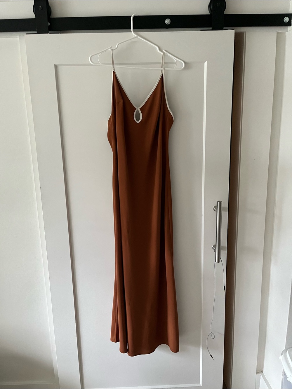 Abercrombie & Fitch Rust Maxi Slip Dress with Cream Trim